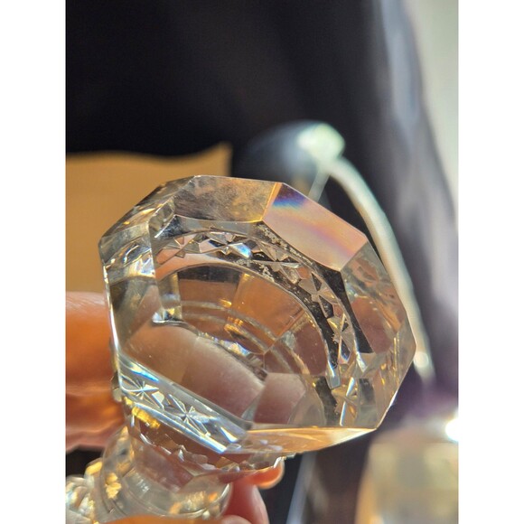 Vintage Set of Crystal Pedestal Salt & Pepper Shakers With Prism Bottom - Picture 6 of 7